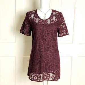 Burberry London 2 piece burgundy  red lace top 6